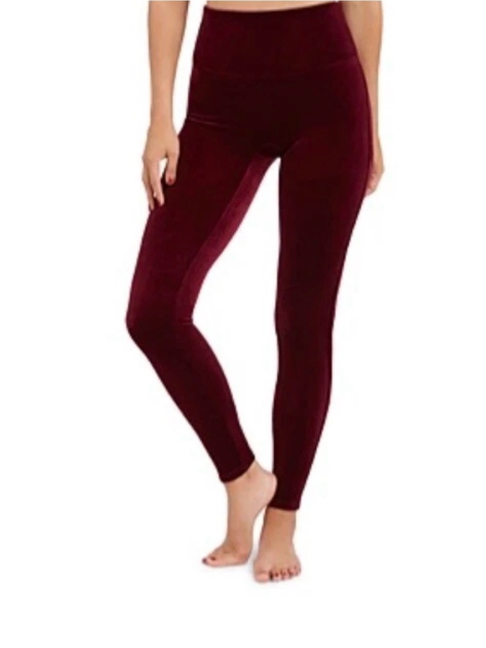 Spanx Velvet Leggings Womens XS Regular Rich Burgundy New #2070